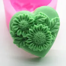 Best Price 3D flower Carving Heart Shape Soap Mould manual Making Craft Silicone Soap Mold
