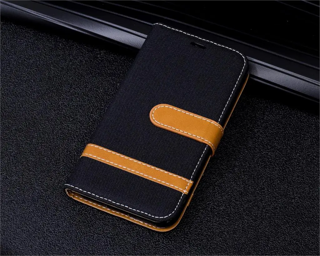 Для Xiaomi Redmi 7 6 6A 6 Pro F1 чехол из джинсовой ткани Coque Etui чехол для Redmi Note 7 6 Pro 5A Y1 Lite кошелек из искусственной кожи чехол - Цвет: black