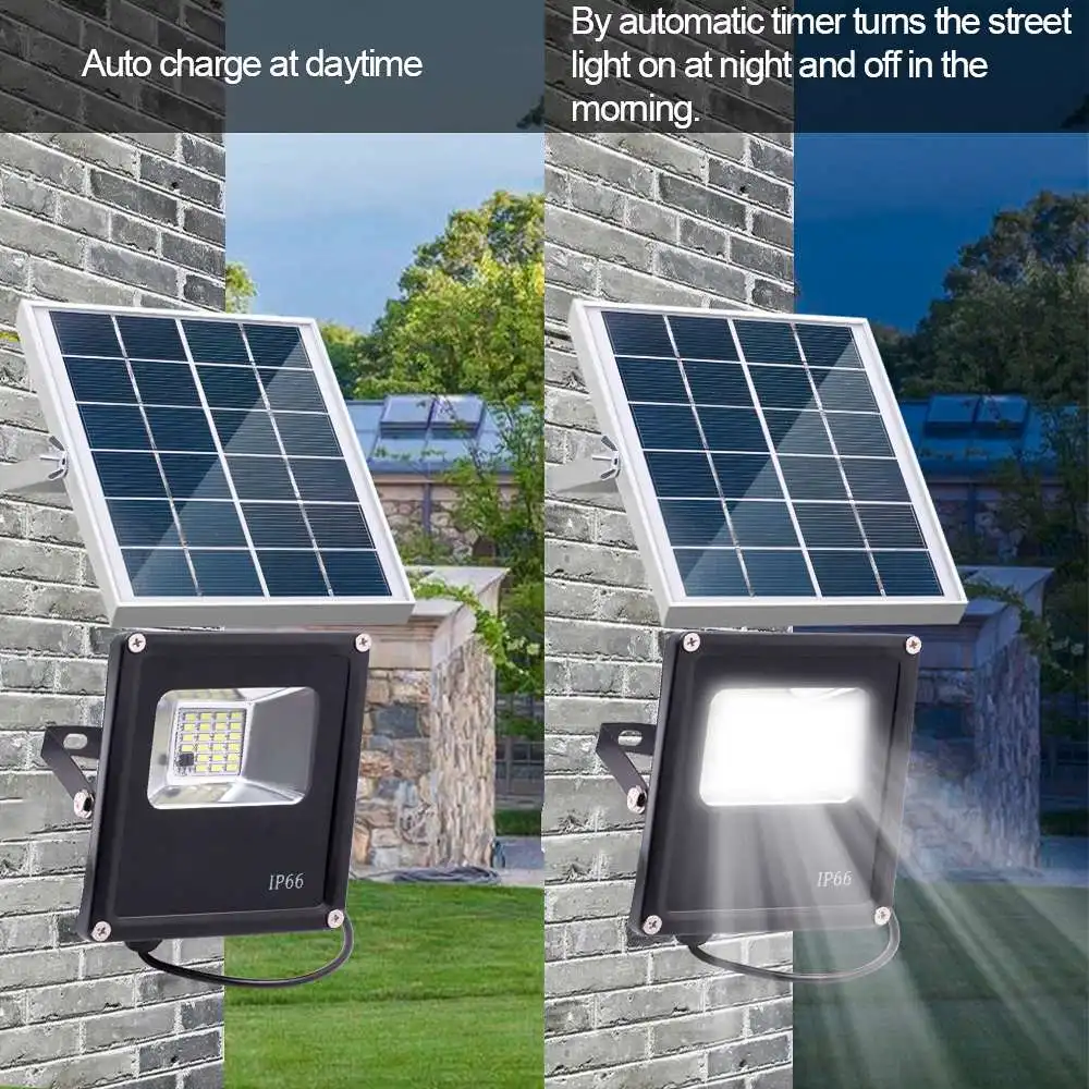 

New Waterproof Solar Floodlights 10W Remote Control + Timer + Lighting Control Outdoor Lighting LED Spotlight Garden Lamp