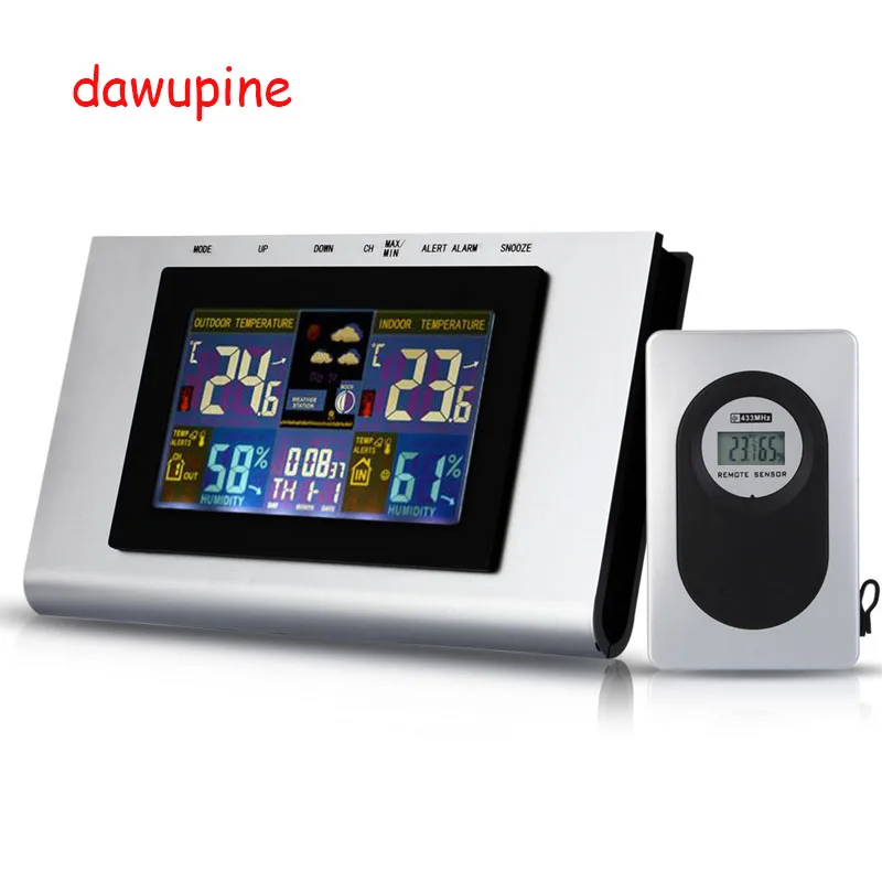 433MHz Wireless Electronic Weather Station Thermometer MoistureMeter Alarm Clock Barometer