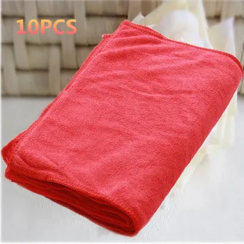 

10pcs Soft Red Practical Microfiber Cleaning Towels Car Wash Clean Cloths 30cmx40cm