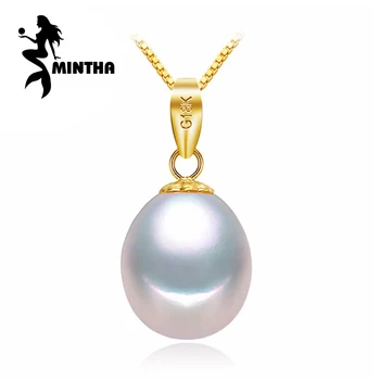 

MINTHA 18K Yellow Gold peandant pearl Jewelry antlers necklaces & pendant for lovers pearl pendants send s925 silver necklaces