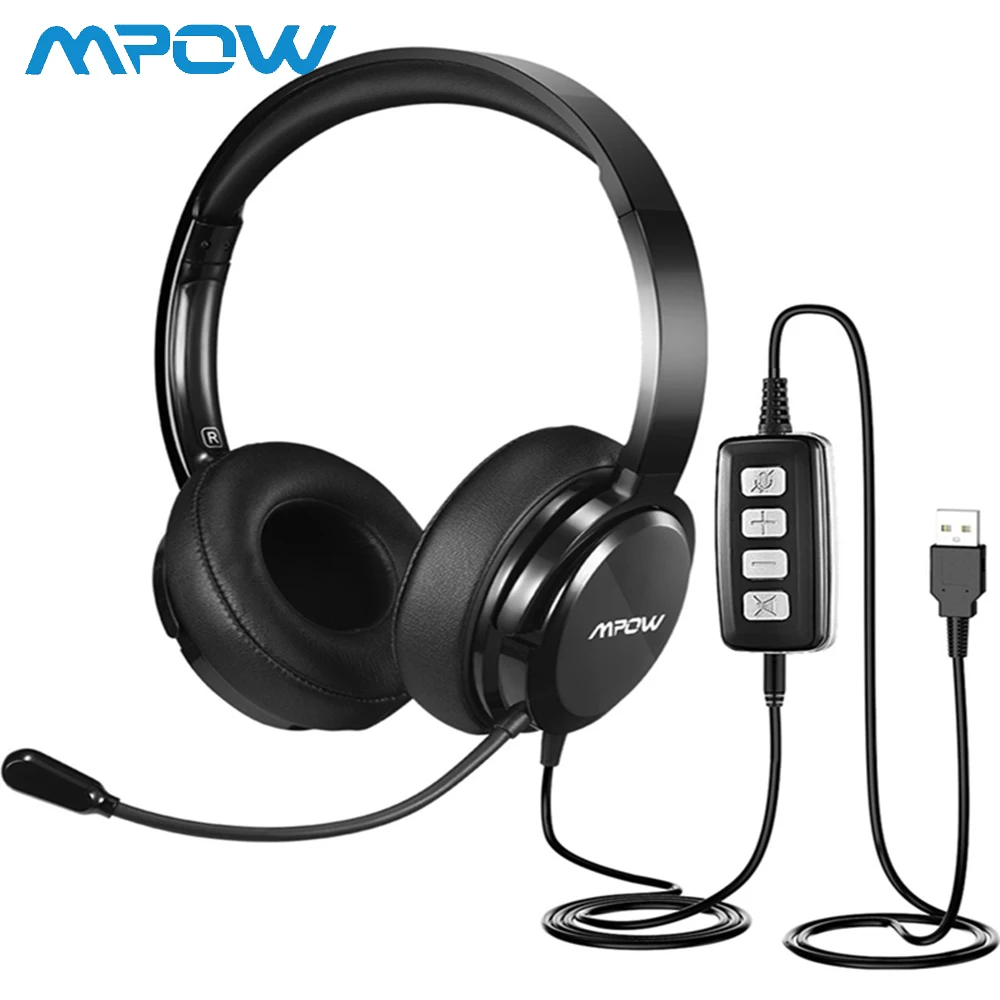 

Mpow 218 Stereo Wired Headphone Upgraded Headset USB&3.5mm Dual Plugs Noise Cancelling Headset With Crystal Clear Mic for Driver