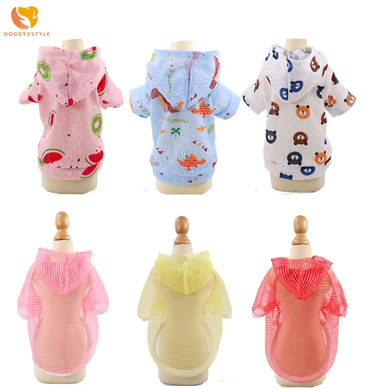 Striped Pet Dog Sunscreen Clothes Summer Transparent Animal Printed Sun Protection Breathable Mesh Cat Outdoor Coat DOGGYZSTYLE |