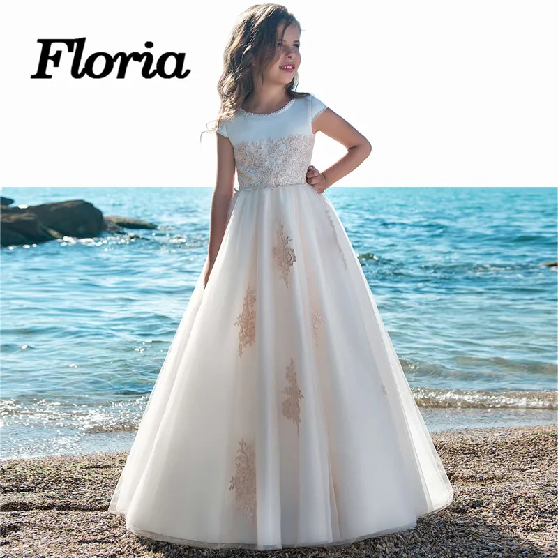 

Simple First Communion Dresses For Girls Kids Pageant Gowns 2018 Vestidos daminha Arican Muslim Flower Girl Dresses For Weddings