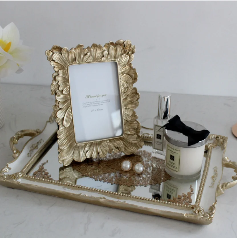 Retro 6 Inch Resin Photo Frame Picture Frames Gold Wall Frame Creative Home Decoration For Desktop Supplies