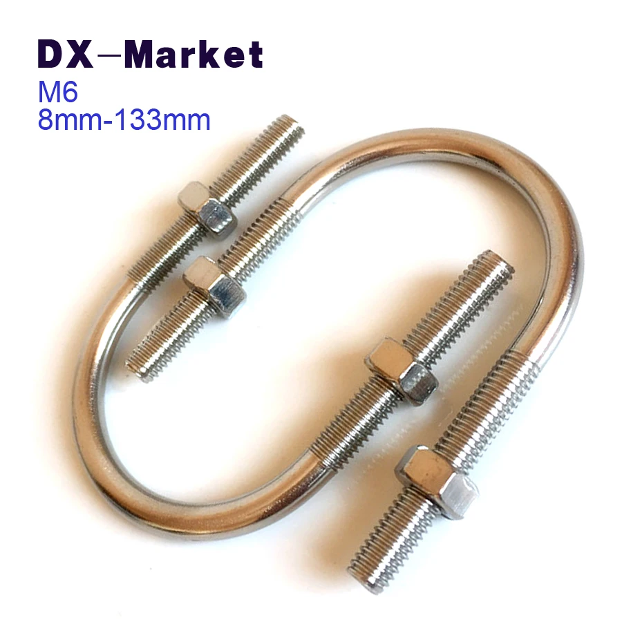 M6, 63mm 133mm, sus304 u bolt clamp stainless steel PVC clamps , u type