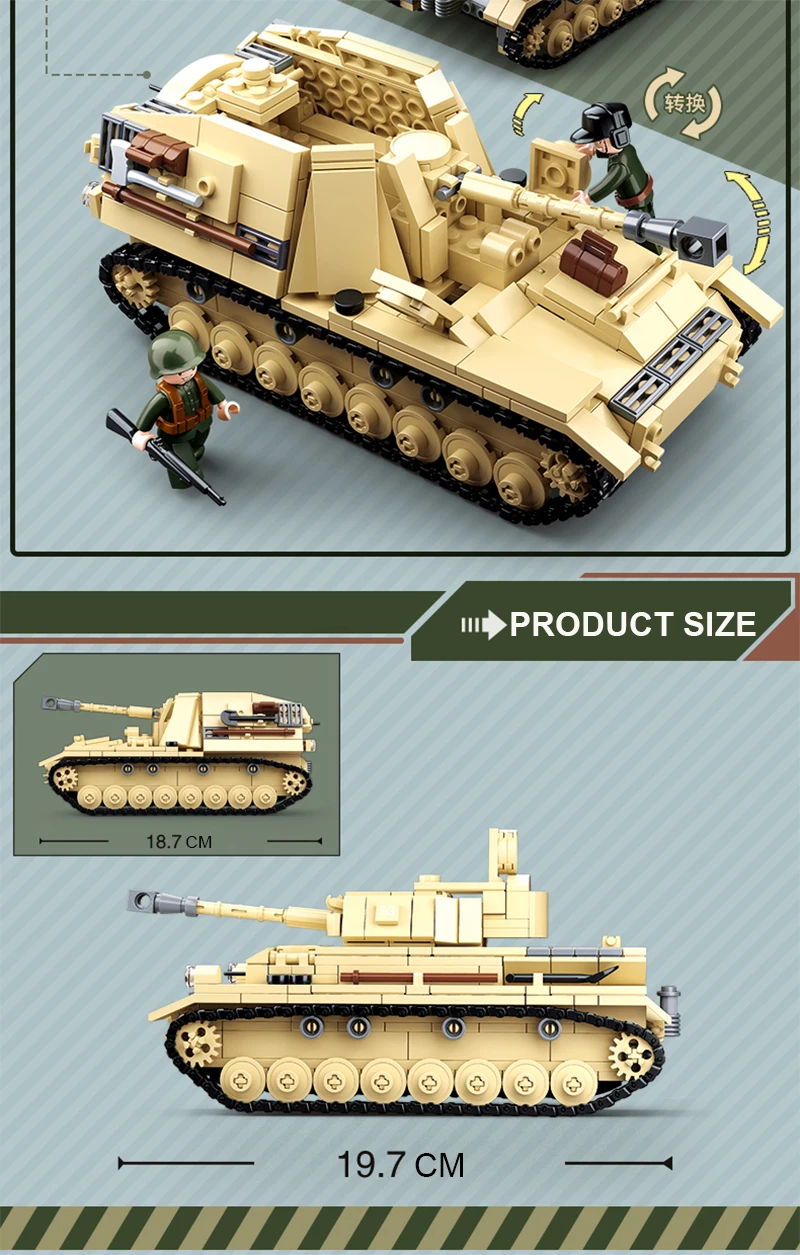 Sluban Compatible Military Tank World War ii German Army Troops Building Blocks Bricks Helicopter Model Toys