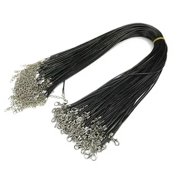 

10 Pcs/lot 60cm/2 mm Real Handmade Leather Adjustable Braided Rope Necklaces & Pendant Charms Findings Lobster Clasp String Cord