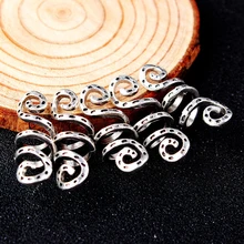 5pcs Vintage metal Silver Viking Spiral hair braid dread beard dreadlock beads rings tube clips for Hair Accessories Charms