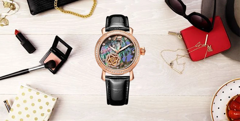 Japan MIYOTA Automatic Watches BINGER Brand Women Mechanical Watch Female Form Queen Series Rose Gold Waterproof Diamond