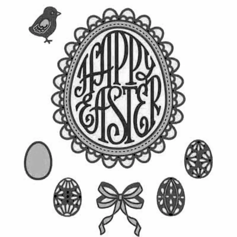 

Cutting Dies Happy Easter Lace Eggs Frame Dies Metal cutting dies Stencils for DIY Scrapbooking Album Paper Cards Embossing dies