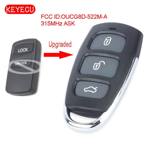 Keyecu Free Programming Upgraded Remote Car Control Key Fob 3 Button