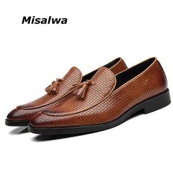 

Misalwa Tassel Men Loafers Luxury Comfort Elegant Weaving Men Dress Oxfords Men's Flats Casual Shoes For Man Plus Size 37-48