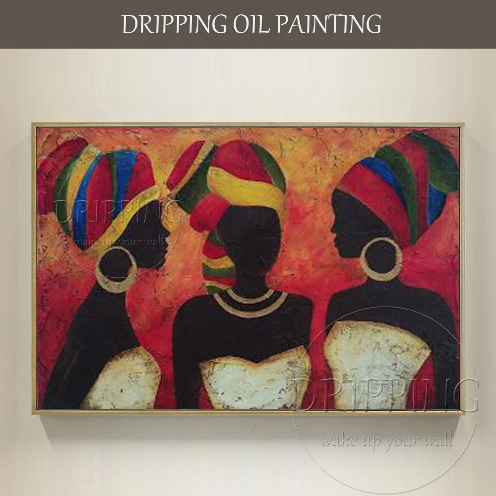 Топ художника ручная роспись Картина маслом с изображением Африканской женщины на холсте Африканская женщина портреты картина маслом женщина с шарфом картина маслом