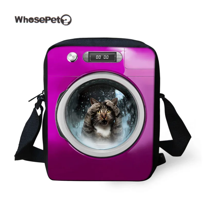 

WHOSEPET Cute Cat Cross Body Bags For Girls 3D Animals Print Messenger Bag With Zipper Fashion Multi-color Dog Shoulder Bag Kids