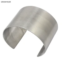 Simple Classic Arm Cuffs Women Stainless Steel Bangle Matte Silver color Jewelry Statement Bangles 1 Piece Free Shipping 1