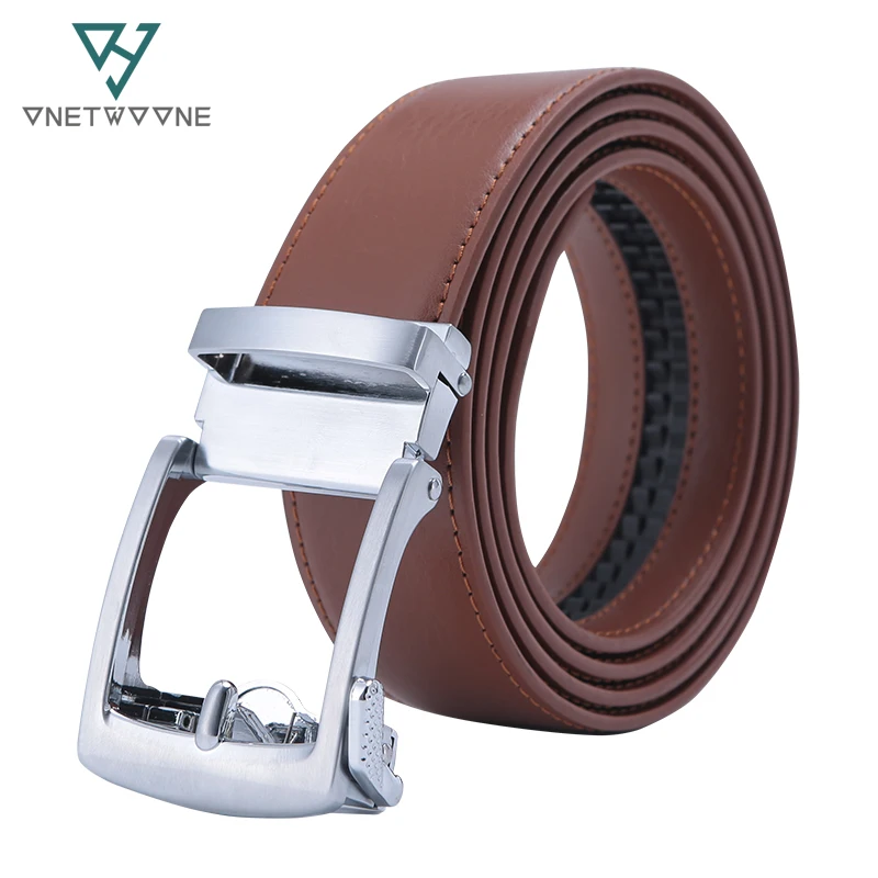 

New Designer Popular Luxury Cowhide Leather Belt Brown Automatic Buckle Belly Waist Business Casual Belts For Men 3.5 Width