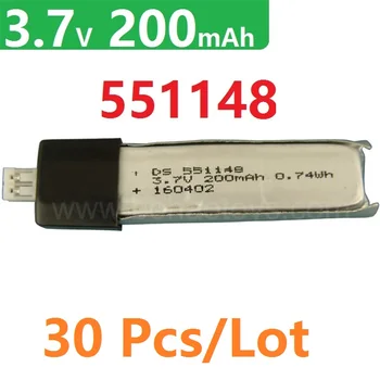 

3.7V 200mAH 30PCS Remote control helicopter remote control aircraft lithium battery 3.7V 200mAH 15C discharge Weili V911 551148