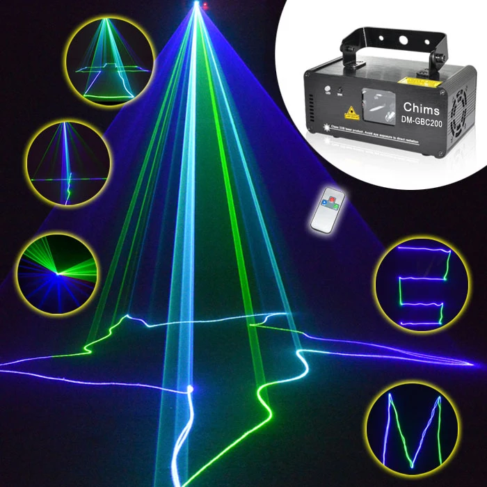 Chims DMX512 التحكم ليزر مسرح الإضاءة RGB ماسحة العارض الملونة قوية مشرق ضوء شعاع 400 mW قناة حزب عطلة