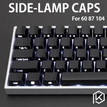 Lado iluminado ABS Keycap Set lado abs láser Luz a través oem cereza perfil gh60 60% 87 104 ANSI tkl poker Side etched front font