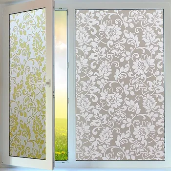 

Privacy Stained Window films Static electricity Cling Frosted self-adhesive household Decorative glass sticker White/Gold Flower
