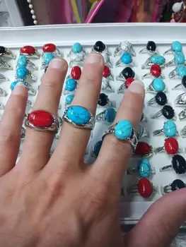 

mixed color geometry ring natural stone shading pattern ring mix size design