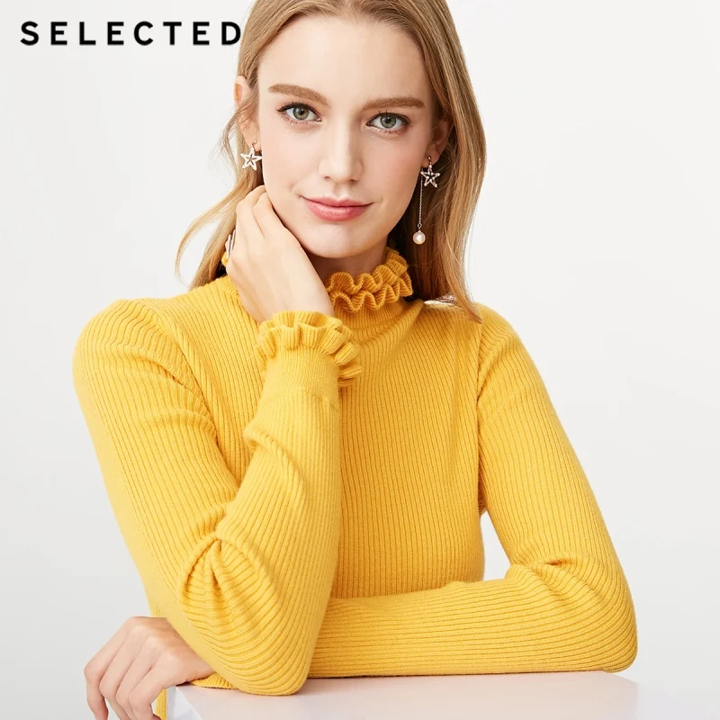 

SELECTED autumn winter new female ear pure color knitted sweater S|418425521