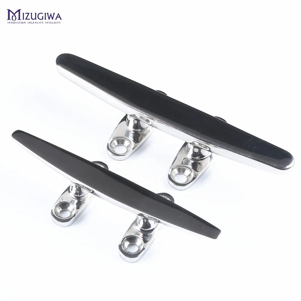 

MIZUGIWA 1PC Marine Stainless Steel Open Base Flat Top Boat Cleats 5" / 6" Deck Boat Cleats Marine Mooring Rope Tie ROPE SAILING