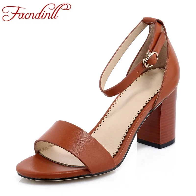 

women summer sandals shoes fashion 2017 genuine leather shoes woman high heels open toe black dress party wedding casual shoes