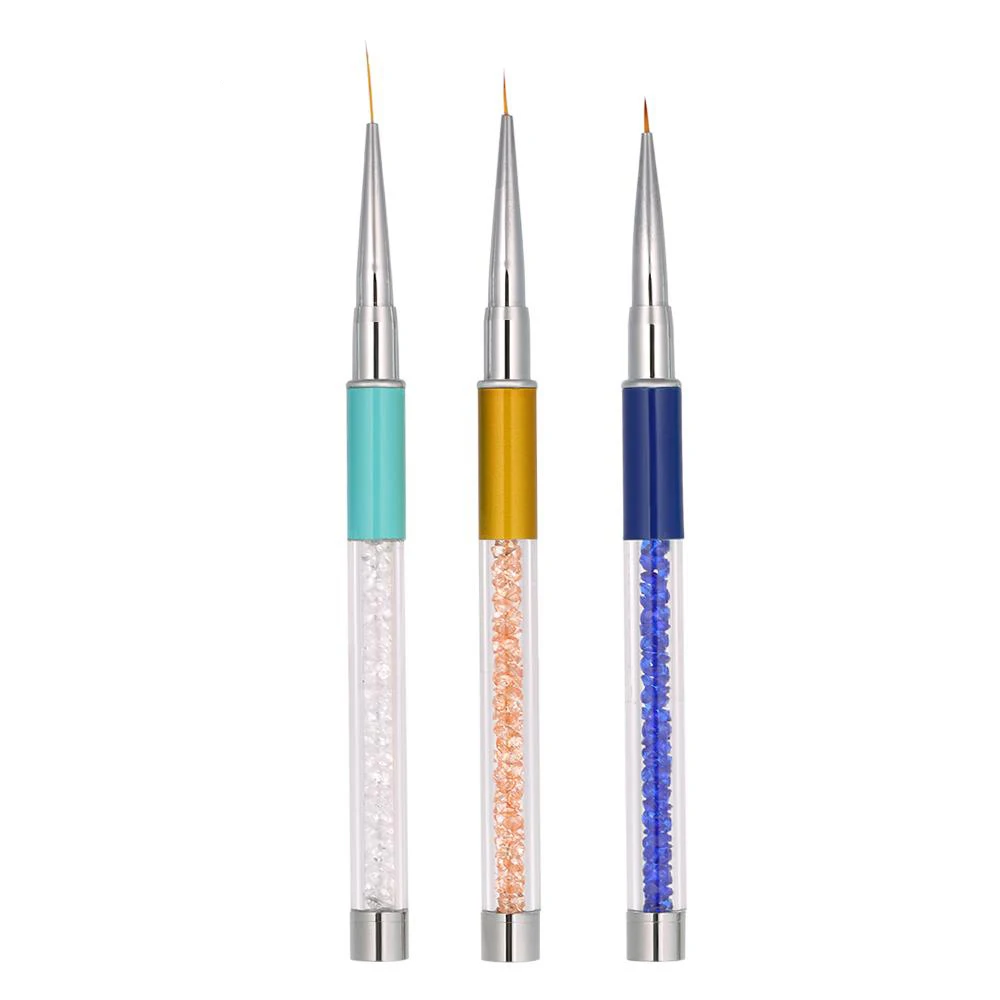 

3Pcs/set 7/9/11mm Nail Liner UV Gel Flowers Painting Pen Crystal Nylon Hair Acrylic Nail Brush Line Design Nail Tool Manicure
