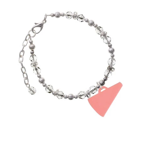 Acrylic 1.25 Pink Megaphone Clear Beaded Bracelet