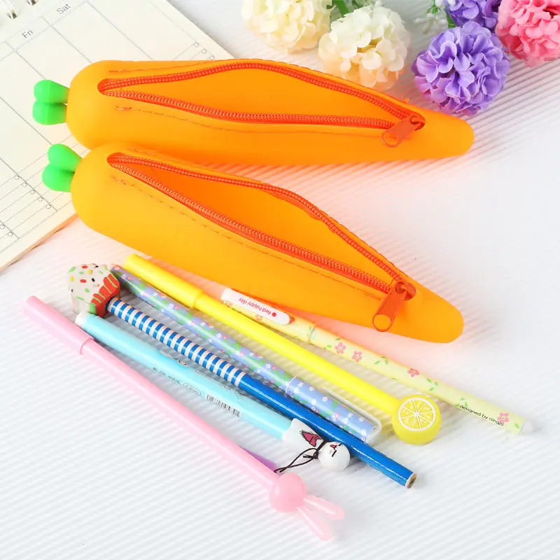 Симпатичная сумка для канцелярских принадлежностей с рисунком морковки, чехол для ручки, креативная Студенческая сумка большой емкости, корейское платье-карандаш, школьные принадлежности, 1 шт