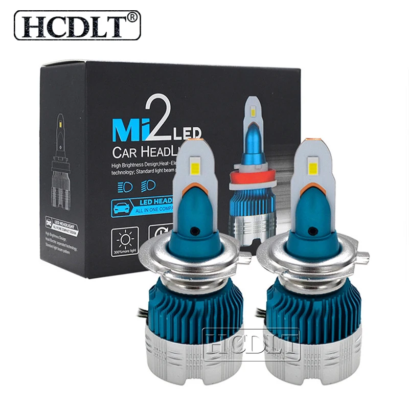 HCDLT Mi2 H4 H7 светодиодный автомобильный головной светильник лампа набор 50 Вт 6500 К