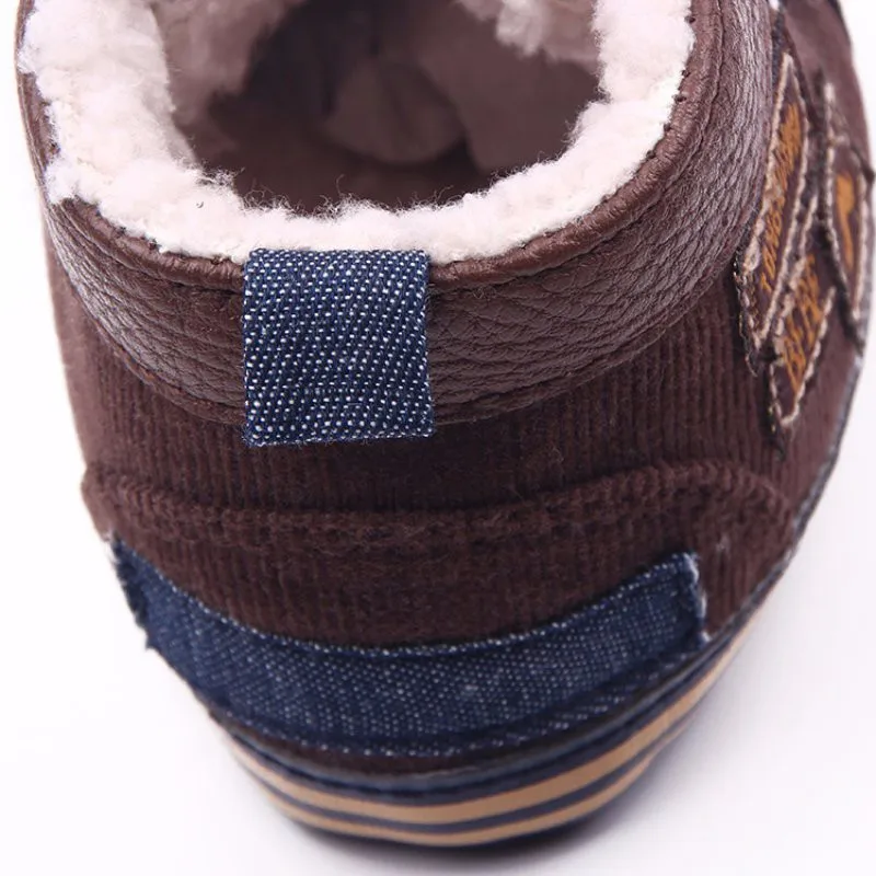 Нескользящие ботинки для новорожденных мальчиков; зимняя теплая обувь; Теплая обувь для первых шагов; детская обувь
