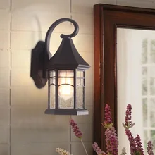 Европейский стиль водонепроницаемая Ретро настенная Люстра для особняка балкон, двор Коридор Свет пескоструйная черная настенная лампа Наружное освещение