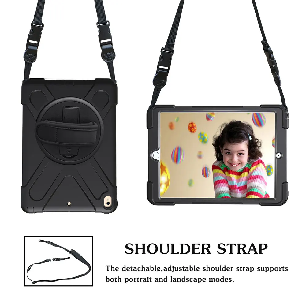 Детский защитный чехол для iPad Pro 10,5 модель A1701 A1709 противоударный Heavy Duty Силикон + PC подставка крышка с запястье + плечевой ремень
