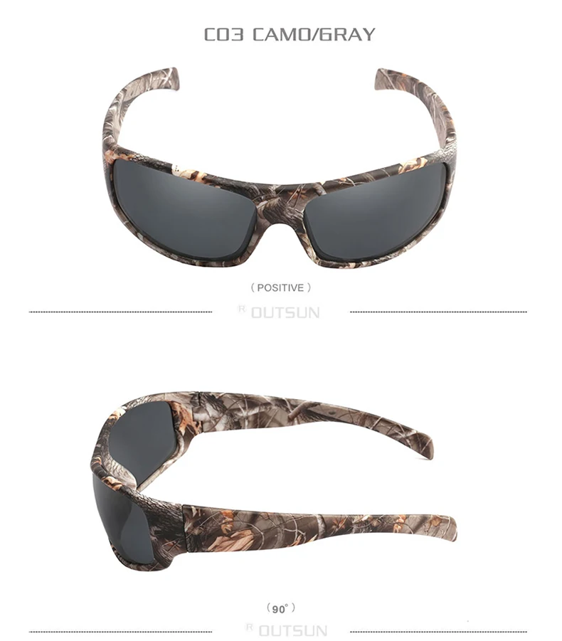 OUTSUN, поляризационные солнцезащитные очки для мужчин и женщин, очки ночного видения, очки для рыбалки, вождения, солнцезащитные очки, камуфляжная оправа, De Sol, F8719
