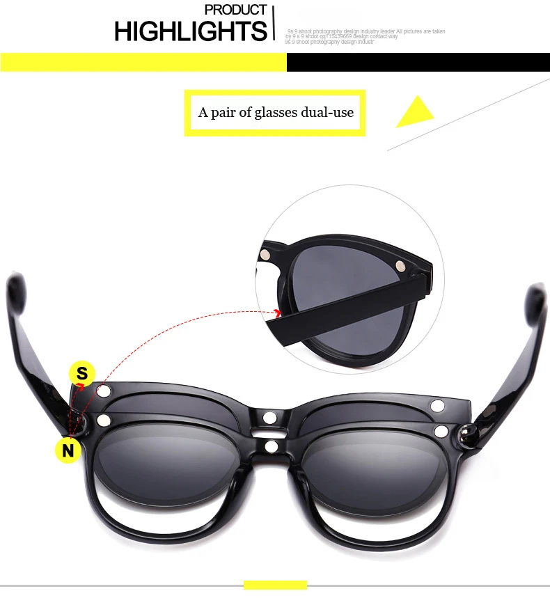 Зеркальные поляризованные солнцезащитные очки пилота с клипсой по рецепту, мужские солнцезащитные очки ночного видения с магнитными клипсами, солнцезащитные очки для улицы
