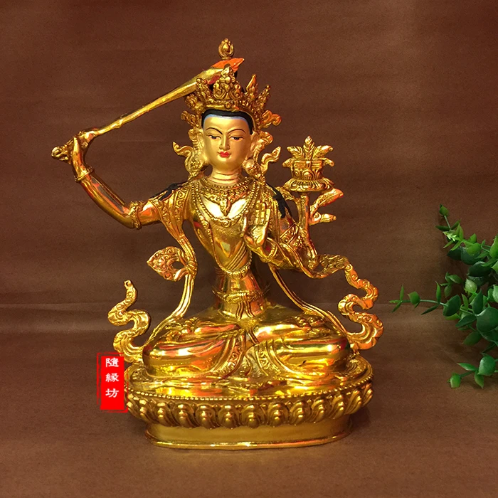 GOOD 22cm Buddhist Buddhism efficacious Protection Tibet Nepal Gold
