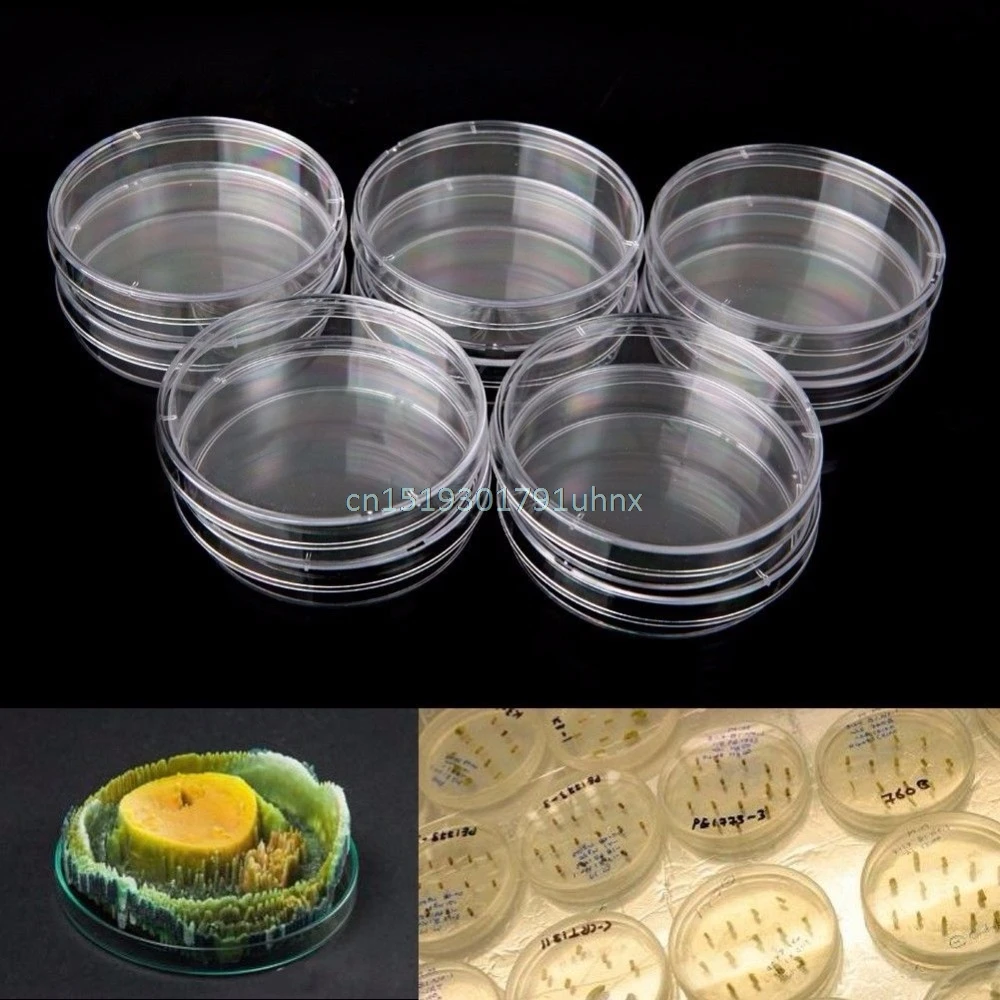 

10pcs Clear Plastic Petri Dish Disposable Bacterial Culture Dish Plate 55x15MM