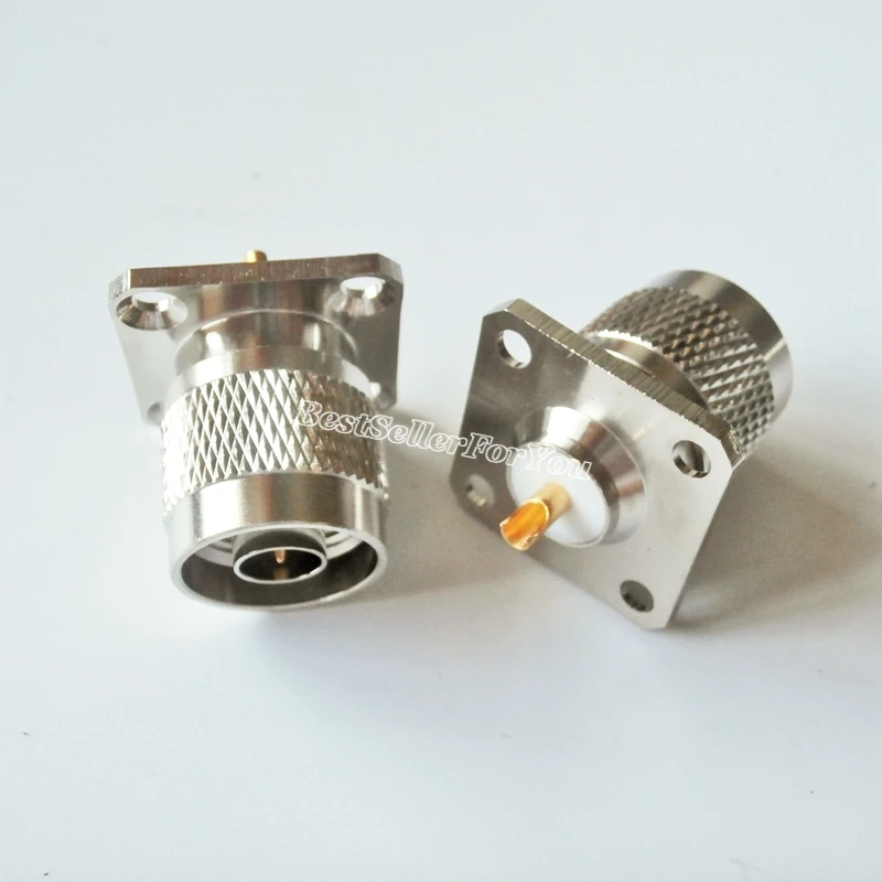 

1Pcs N Type Male Plug 4 Hole panel Mount flange with solder cup straight connector