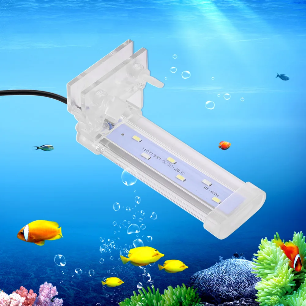 Аквариумный светодиодный светильник ing, водонепроницаемый светильник с зажимом для рыбы, хрустальный светильник для аквариума, Погружной подводный светильник с зажимом, лампа для растений, Декор