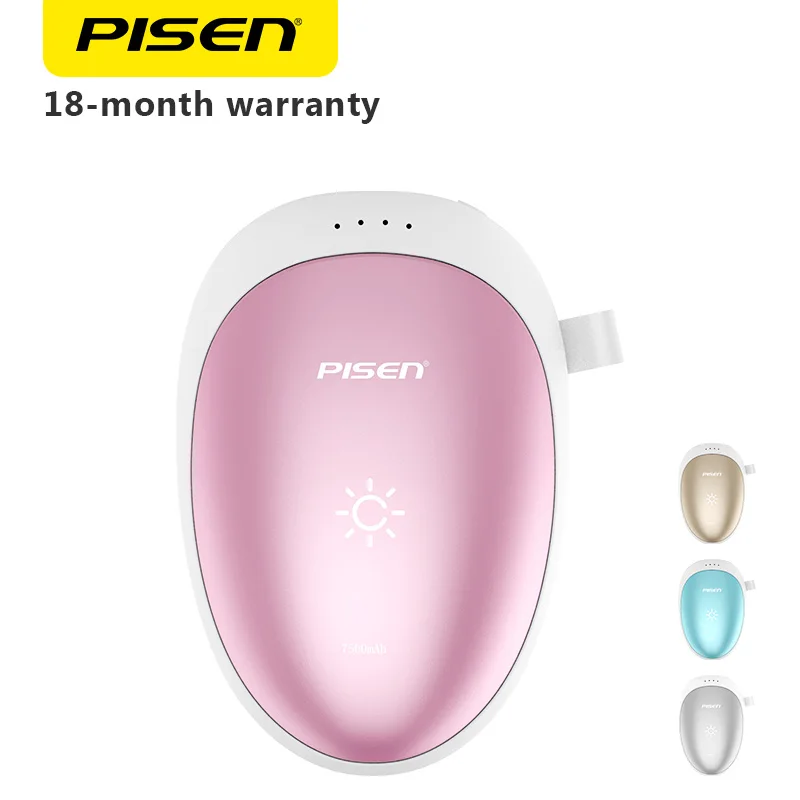 PISEN Карманный Теплеть Руки Теплая Портативный Power Bank 7500 мАч Аккумуляторная