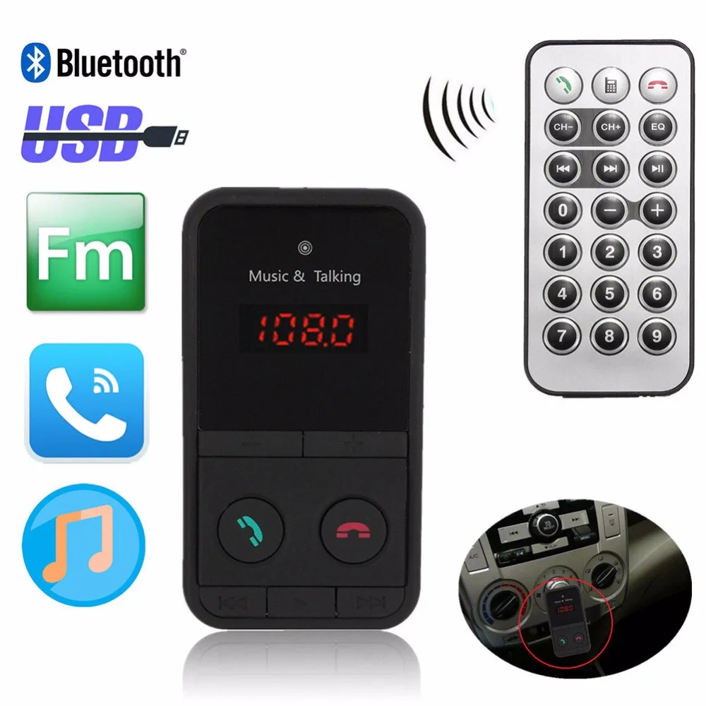 Wireless Bluetooth Stereo music play Car FM Transmitter Adapter