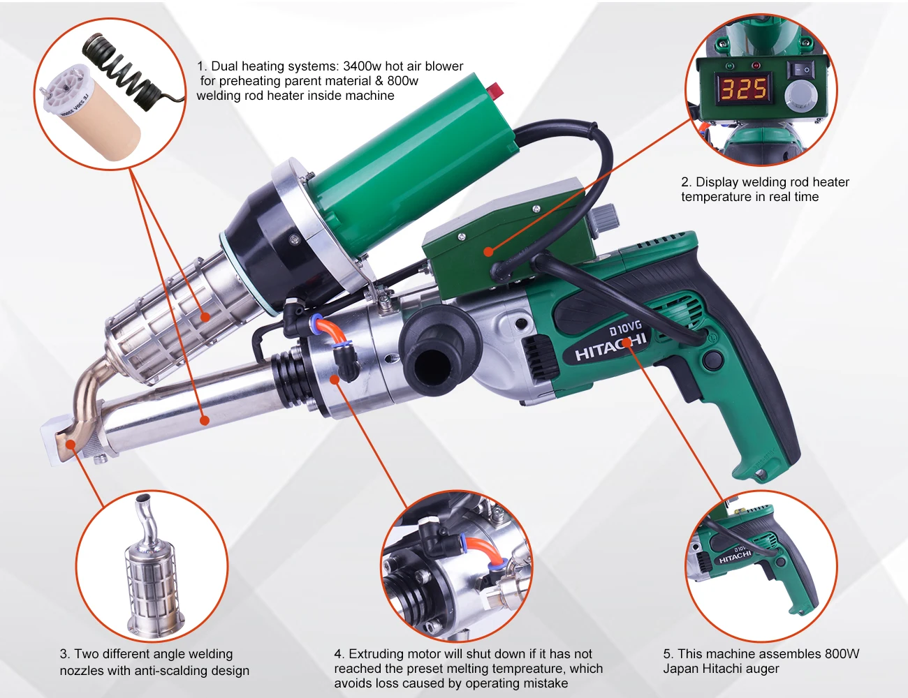 Plastic Hand Extruder Welding Gun