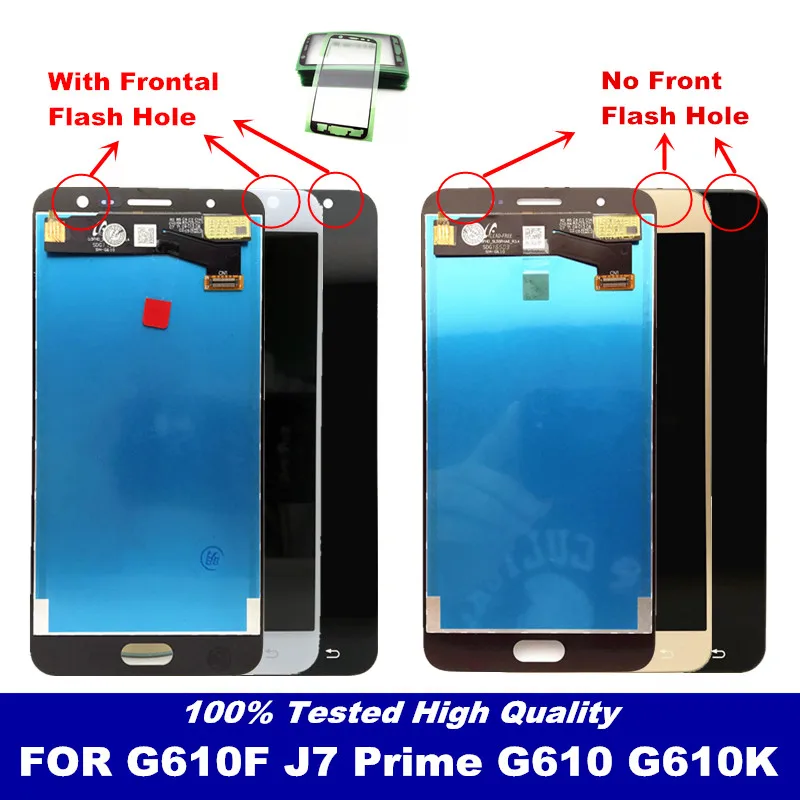 

LCD Replacement For Samsung Galaxy J7 Prime G610 G610F On7 2016 G6100 Display Touch Digitizer Screen Front Frontal Flash Hole