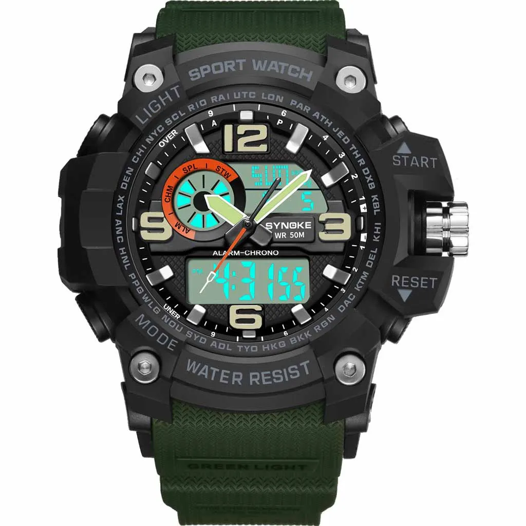 

Luxury Men's Watch Outdoor Sports Waterproof Multi Function Dual Display Men's Electronic Watch Relogio Masculino