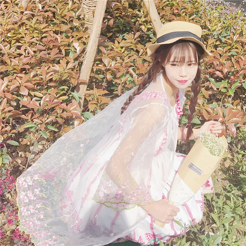 Лето Свежий платье в стиле «Лолита» kawaii для девочек с милым принтом с вышивкой платье в викторианском стиле Чай Вечерние vestido Лолита лоли