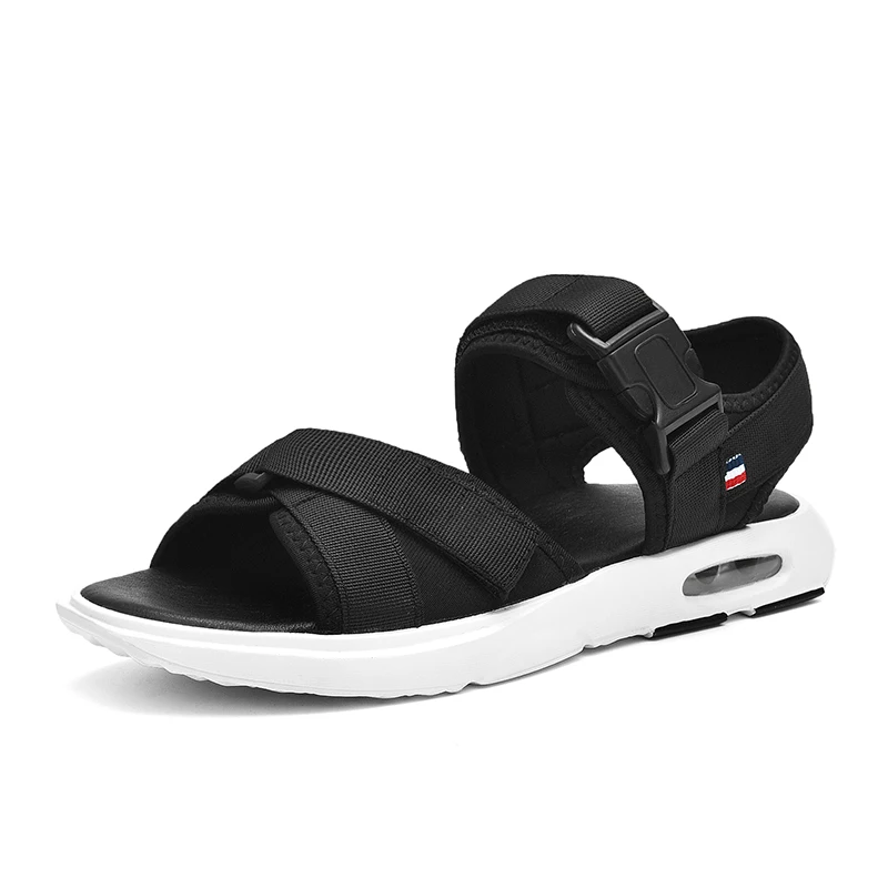 SUROM/брендовые летние пляжные сандалии; Мужская Уличная модная повседневная мужская обувь; удобная лёгкая подошва; мужские сандалии; Scarpe Uomo - Цвет: Черный